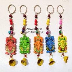 wooden hand painted beaded keychain from banaras