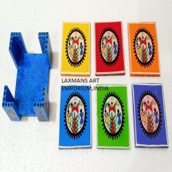 wooden hand painted banarasi coaster sets