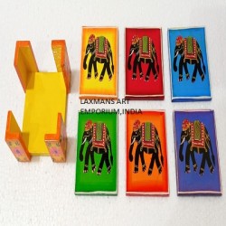 handmade painted wooden coaster set from banaras