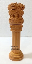 wooden carved ashoka pillar for office decorative